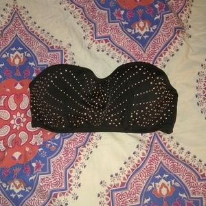Black studded bikini top